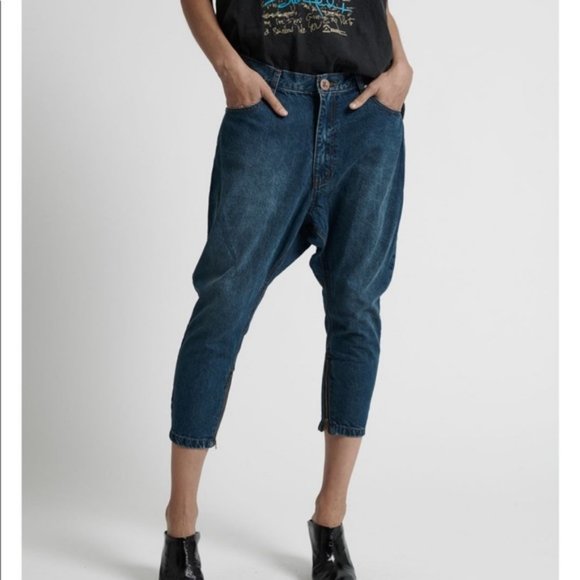 One Teaspoon Jeans | One x One Teaspoon Kingpins Harem Crop Zip Jeans | Color: Blue | Size: 24 | Twirlsncurls's Closet